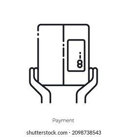 icono de pago. Diseño de icono de estilo de esquema aislado en fondo blanco