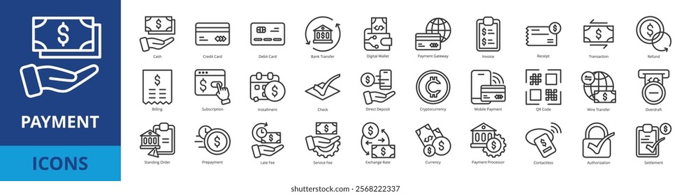 Payment icon pack collection set for business and finance