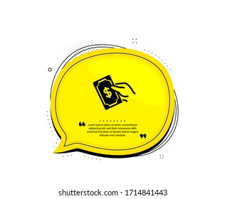 Icono de pago. Burbuja del discurso de cita. Signo de intercambio de dólares. Símbolo de finanzas. Marcas de cotización. Icono clásico de pago. Vector