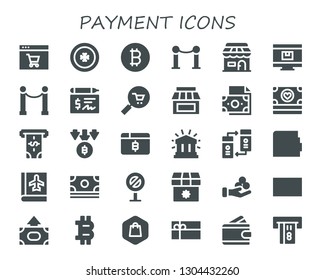 payment icon set. 30 filled payment icons.  Collection Of - Online shop, Coin, Bitcoin, Line, Shop, Cheque, Commerce, Store, Money, Atm, Financial, Transfer, Wallet, Passbook
