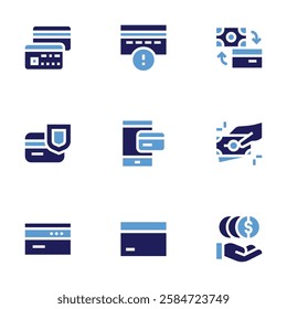 Payment icon set. Bold style. Duotone colors. credit card, secure payment, card, money, deposit, card payment, payment.
