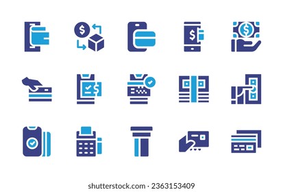 Payment icon set. Duotone color. Vector illustration. Containing sell, online payment, payment, card payment, bills, bill, credit card.