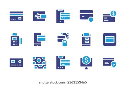 Payment icon set. Duotone color. Vector illustration. Containing mobile payment, security, credit card, wallet, method, online, dataphone, mobile banking, money.