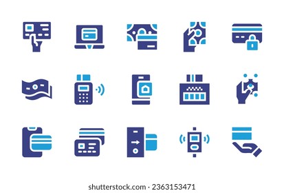 Payment icon set. Duotone color. Vector illustration. Containing payment method, mobile, cash, secure payment, payment, credit card, money, edc, terminal, online.