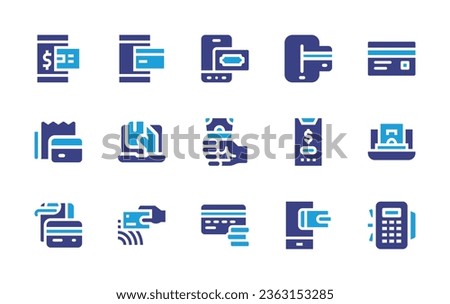Payment icon set. Duotone color. Vector illustration. Containing credit card, credit card, online payment, payment, card, contactless, debit card, mobile, payment method.