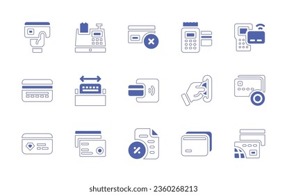Payment icon set. Duotone style line stroke and bold. Vector illustration. Containing declined, payment, contactless, credit card, cash register, payment method, tax, credit cards.