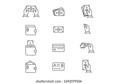 Juego de iconos de pago, conjunto de iconos de finanzas.