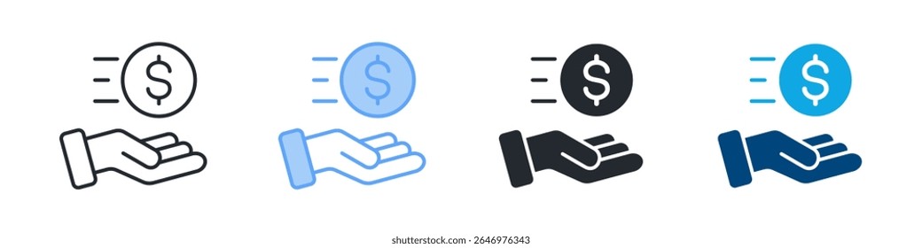 Payment Icon Set Multiple Style. Designed In Outline, Blue, Glyph, Dual Tone