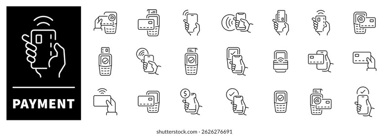 Payment icon set. Payment thin line style icons. Payment type line icons. Pay thin line icons. Editable stroke