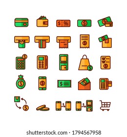 Payment icon set vector flat line for website, mobile app, presentation, social media. Suitable for user interface and user experience.