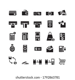 Payment icon set vector solid for website, mobile app, presentation, social media. Suitable for user interface and user experience.