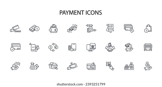 Payment icon set.vector.Editable stroke.linear style sign for use web design,logo.Symbol illustration.