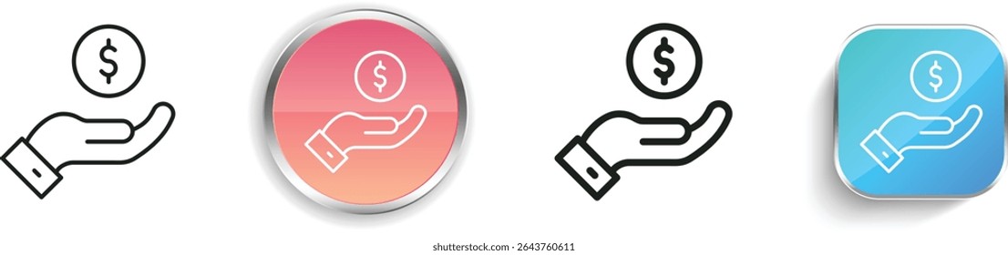 payment icon. Thin Linear, Regular and Button Style Design Isolated On White Background