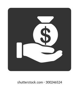 Payment icon. This flat rounded square button uses white and gray colors and isolated on a white background.