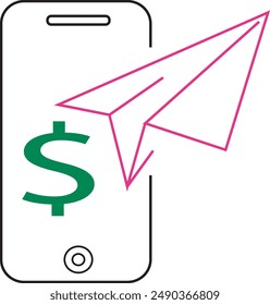 Zahlungs-Symbol Vektorillustration, Bargeldloses Zahlungs-Symbol, Online-Zahlungs-Symbol, Geld senden-Symbol