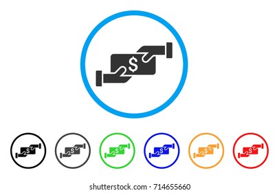 Payment icon. Vector illustration style is a flat iconic payment grey rounded symbol inside light blue circle with black, gray, green, blue, red, orange color versions.