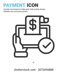 Payment icon vector with outline style isolated on white background. Vector illustration buy sign symbol icon concept for digital business, finance, industry, company, apps, web and all project