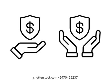 Payment icon vector set. Finance protection with hands symbol