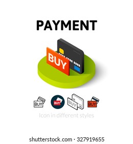 Payment icon, vector symbol in flat, outline and isometric style