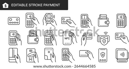 Payment icons with credit cards and mobile devices isolated on white