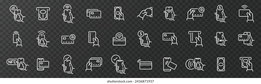 Payment icons. NFC payment. Pay concept icon set. Online payment. Payment options. 