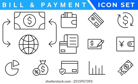 Ícones de pagamento. Conjunto de ícones de conceito de pagamento. Pagamento online. Opções de pagamento. Coleção de ícones de pagamento.
