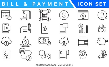 Iconos de pago. Conjunto de iconos de concepto de pago. Pago en línea. Opciones de pago. Colección de icono de pago.