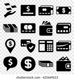 Payment icons set. set of 16 payment filled icons such as credit card, money on hand, Wallet, card, dollar coin, wallet, dollar location, money
