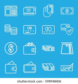 payment icons set. Set of 16 payment outline icons such as wallet, credit card, Money, money, card protection, check