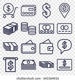 Payment icons set. set of 16 payment outline icons such as credit card, wallet, dollar, money, dollar location