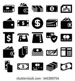 Payment icons set. set of 25 payment filled icons such as credit card, money, atm money withdraw, wallet, card, dollar coin, wallet, crown, cash payment, check