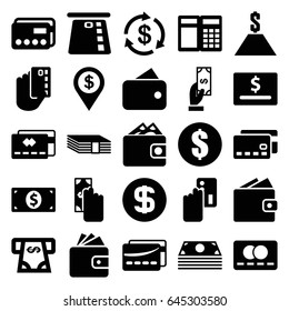 Payment icons set. set of 25 payment filled icons such as money, credit card, wallet, atm money withdraw, card, dollar coin, wallet