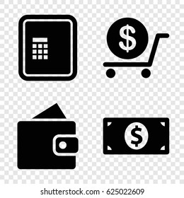 Payment icons set. set of 4 payment filled icons such as atm, wallet, dollar