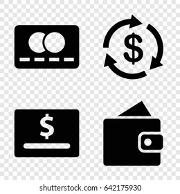 Payment icons set. set of 4 payment filled icons such as wallet, money, credit card