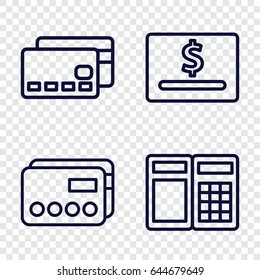 Payment icons set. set of 4 payment outline icons such as credit card, dollar card