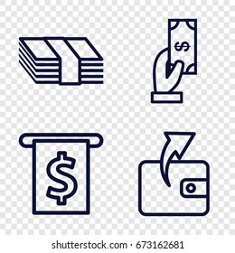 Payment icons set. set of 4 payment outline icons such as payment, wallet, money