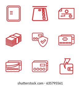 Payment icons set. set of 9 payment outline icons such as atm, wallet, card, credit card, money