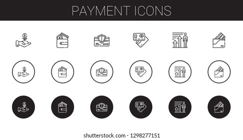 payment icons set. Collection of payment with investment, wallet, credit card, debit card, profits. Editable and scalable payment icons.