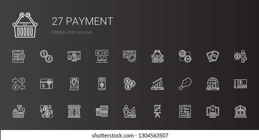 payment icons set. Collection of payment with wishlist, sign, profits, supermarkets, store, money, cashier, supermarket, coin, online shopping. Editable and scalable payment icons.