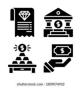 Payment Icons Set = invoice diamond, bank, gold, payment dollar. Perfect for website mobile app, app icons, presentation, illustration and any other projects.