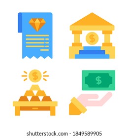 Payment Icons Set = invoice diamond, bank, gold, payment dollar. Perfect for website mobile app, app icons, presentation, illustration and any other projects.