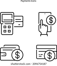 payment icons set isolated on white background. mobile payment icon thin line outline linear mobile payment symbol for logo, web, app, UI. mobile payment icon simple sign.