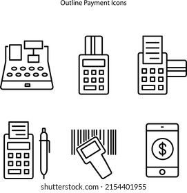 payment icons set isolated on white background. mobile payment icon thin line outline linear mobile payment symbol for logo, web, app, UI.