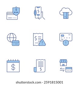 Payment icons set. Line Duotone style, editable stroke. bill, cloud banking, credit card, credit card payment, payment, payment security, salary.