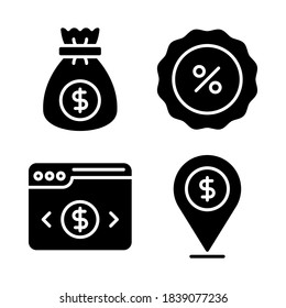 Juego de iconos de pago = escudo de dinero, laptop, candado, desbloqueo. Perfecto para aplicaciones móviles de sitios web, iconos de aplicaciones, presentación, ilustración y cualquier otro proyecto.