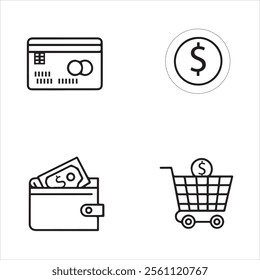 payment icons wallet, money and other vector editable icon