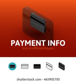 Payment info color icon, vector symbol in flat, outline and isometric style isolated on blur background