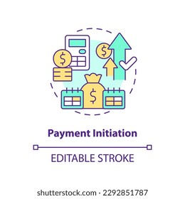 Payment initiation concept icon. Automated clearing house. How ACH work abstract idea thin line illustration. Isolated outline drawing. Editable stroke. Arial, Myriad Pro-Bold fonts used