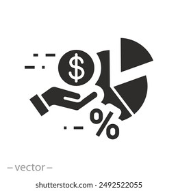 payment in installments icon, pay balance owed, credit share, financial plan, return advance, flat vector illustration