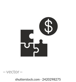 payment in installments icon, puzzle with money concept, pay in parts solution, share installment plan, flat symbol - vector illustration